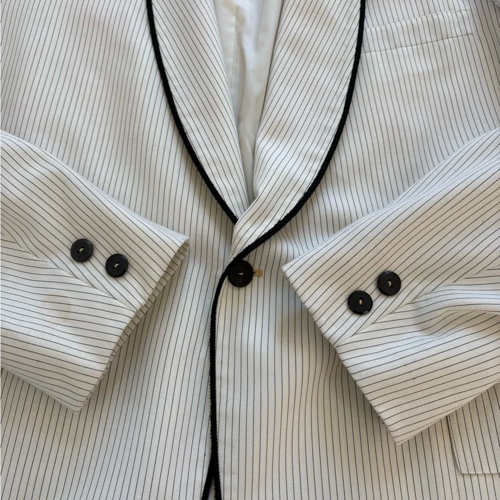 After Six Nite Magic Vintage 40s Pinstripe White Dinner Jacket Tux Sportcoat 43R
